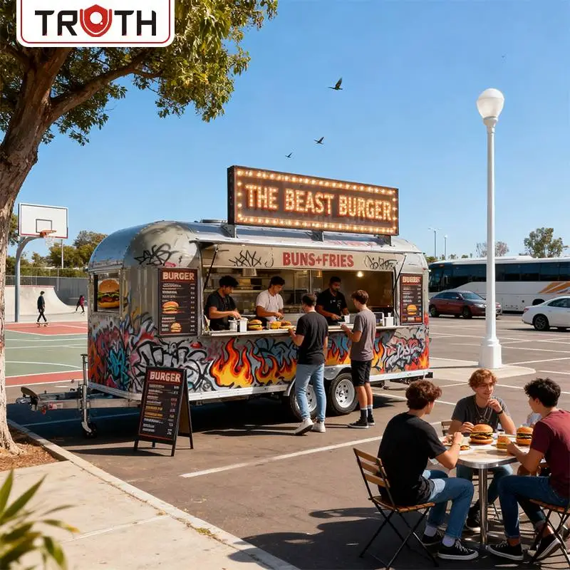Chariot de vente de nourriture, camion de nourriture de restaurant de barbecue