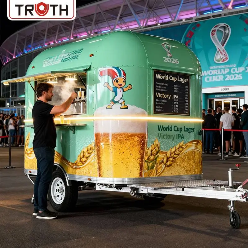 Chariot de bar à bière mobile, remorque de café et de nourriture