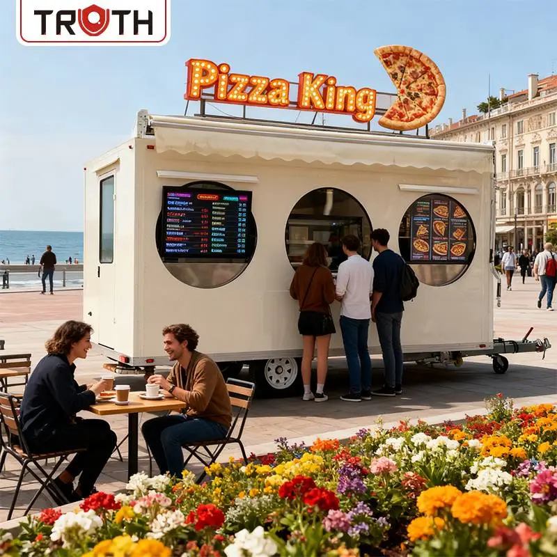 Camion de restauration rapide pizza avec cuisine complète